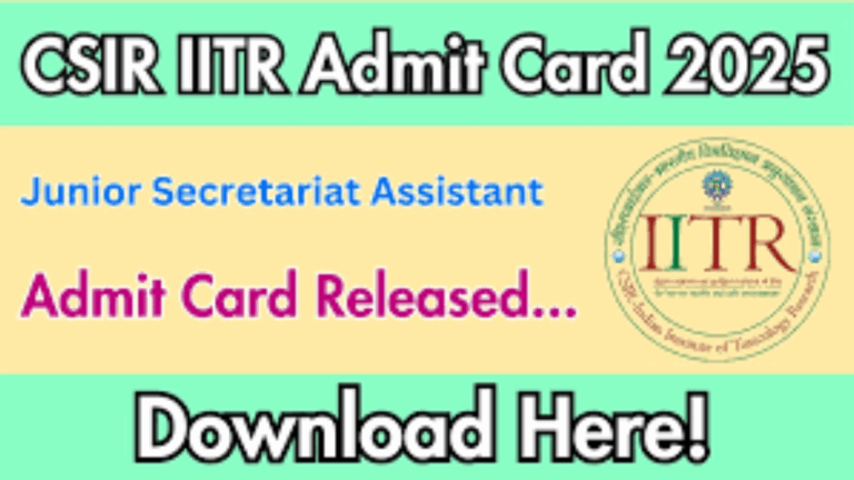 CSIR IITR JSA Typing Test Admit Card 2025